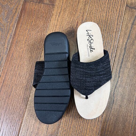 Life Stride Womens Size 6.5 Poolside Gray Flat Slip On Thong Sandal - Picture 3 of 6